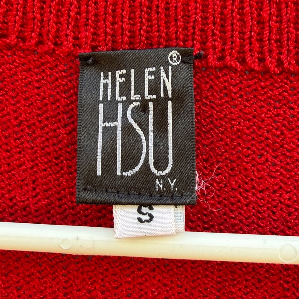 Helen Hsu | Vintage Red Long Duster Cardigan Sweater size Small - Picture 4 of 5